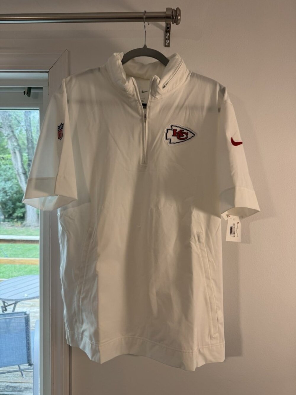 Nike KC Chiefs Sleeveless Quarter-Zip Hoodie Men's M White